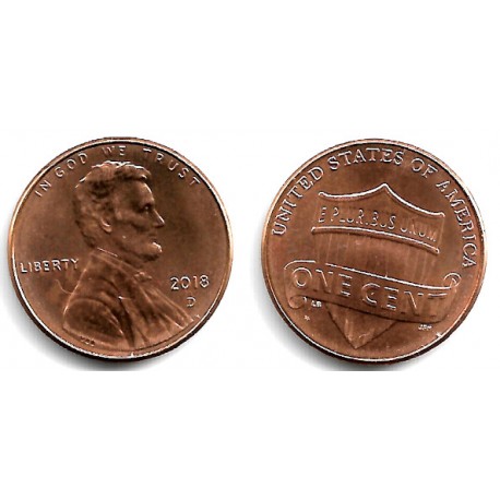(468) Estados Unidos de América. 2018(D). 1 Cent (EBC+)