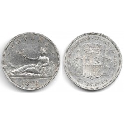 Gobierno Provisional. 1870*(18-70). 5 Pesetas (BC+) (Plata) Ceca de Madrid SN-M