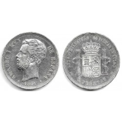 Amadeo I. 1871*(18-71). 5 Pesetas (BC+/MBC-) (Plata) Ceca de Madrid SD-M