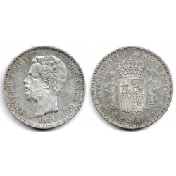 Amadeo I. 1871*(18-71). 5 Pesetas (BC+) (Plata) Ceca de Madrid SD-M