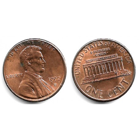 (201b) Estados Unidos de América. 1992(D). 1 Cent (MBC)