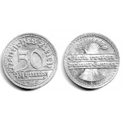 (27) Imperio Alemán (Weimar). 1922(A). 50 Pfennig (EBC)