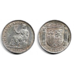 España (II República). 1933*(3-4). 1 Peseta (MBC) (Plata)