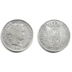Isabel II. 1866. 40 Céntimos de Escudo (BC+) (Plata) Ceca de Madrid