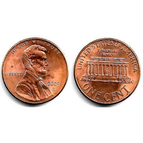 (201b) Estados Unidos de América. 2005(D). 1 Cent (MBC) Manchas