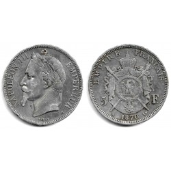 (799.1) Francia. 1870(A). 5 Francs (BC) (Plata) Golpes