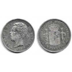 Amadeo I. 1871*(18-71). 5 Pesetas (BC/BC+) (Plata) Ceca de Madrid SD-M