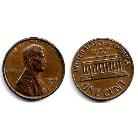 (201) Estados Unidos de América. 1969(S). 1 Cent (MBC-)