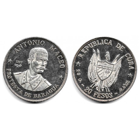 (40) Cuba. 1977. 20 Pesos (EBC) (Plata)