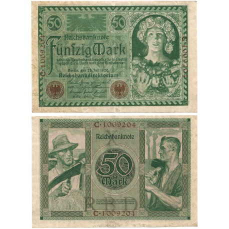 (68) Imperio Alemán (Weimar). 1920. 50 Mark (MBC)