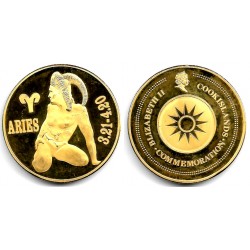 Medalla. Isabel II. Islas Cook. Conmemoración. ARIES (EBC+)