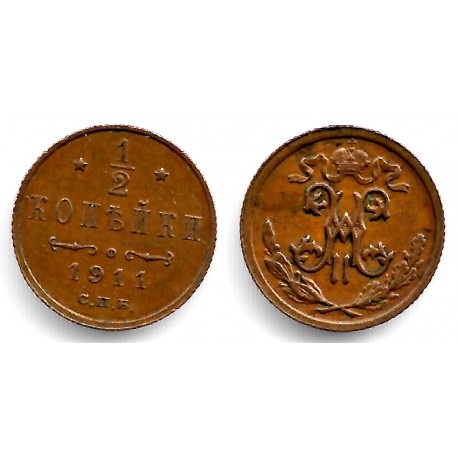 (Y48.1) Imperio Ruso. 1911. ½ Kopek (MBC)