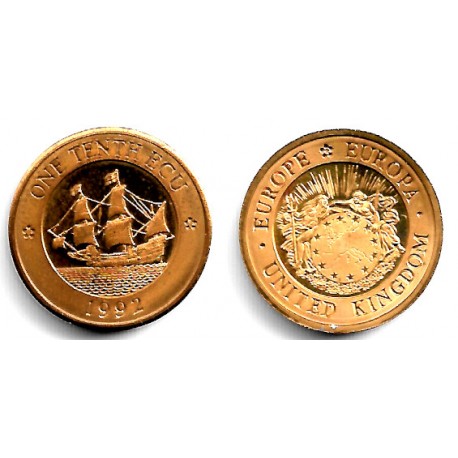 Gran Bretaña. 1992. 1/10 Ecu (EBC)