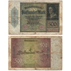 (73) Imperio Alemán (Weimar). 1922. 500 Mark (BC) Manchas