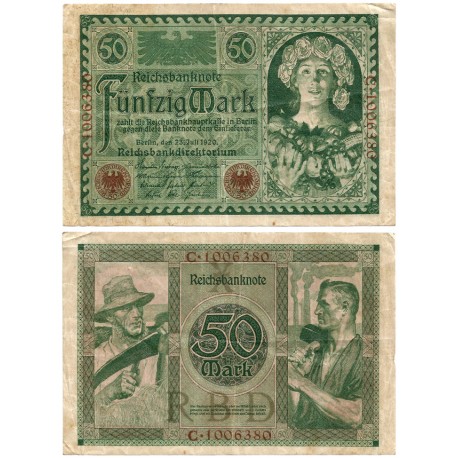 (68) Imperio Alemán (Weimar). 1920. 50 Mark (MBC-)