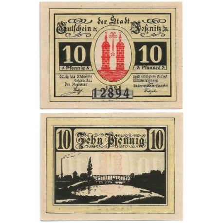 Jessnitz (Sajonia-Anhalt). 1921. 10 Pfennig (EBC+)