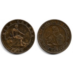 Gobierno Provisional. 1870. 10 Céntimos (BC+) Ceca de Barcelona OM