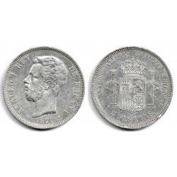 Amadeo I.1871*(18-75). 5 Pesetas (BC/BC+) (Plata) Ceca de Madrid DE-M
