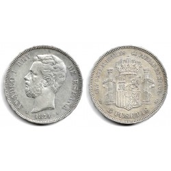 Amadeo I. 1871*(18-71). 5 Pesetas (MBC) (Plata) Ceca de Madrid SD-M