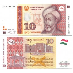 (16b) Tayikistán. 1999. 10 Somoni (SC)