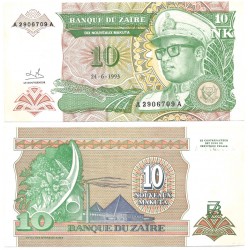 (49) Zaire. 1993. 10 Nouveaux Makuta (SC)