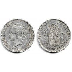 Alfonso XIII. 1893*(18-93). 5 Pesetas (BC+) (Plata) Ceca de Madrid PG-L