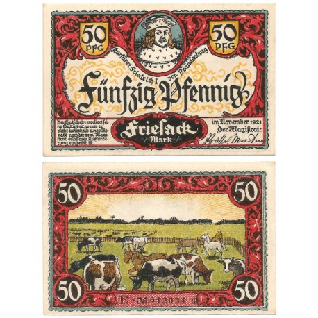 Friesack (Brandeburgo). 1921. 50 Pfennig (EBC+)