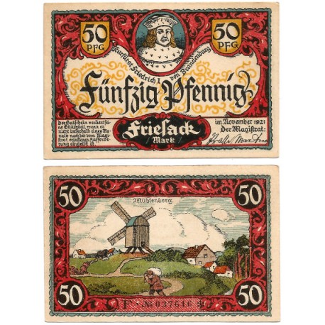 Friesack (Brandeburgo). 1921. 50 Pfennig (EBC+)