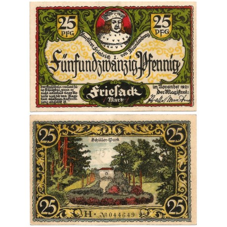 Friesack (Brandeburgo). 1921. 25 Pfennig (EBC+)