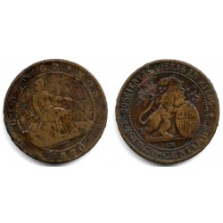 Gobierno Provisional. 1870. 5 Céntimos (BC/BC-) Ceca de Barcelona OM