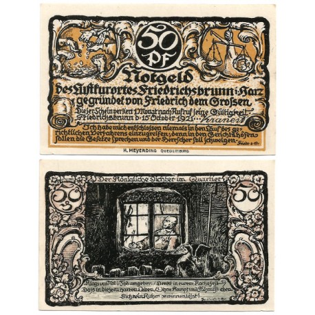 Friedrichsbrunn (Sajonia-Anhalt). 1921. 50 Pfennig (EBC+)