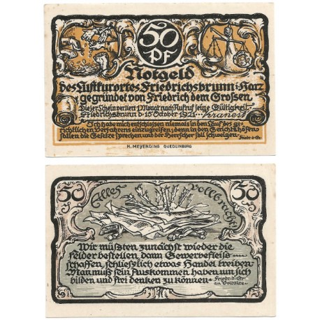 Friedrichsbrunn (Sajonia-Anhalt). 1921. 50 Pfennig (EBC+)