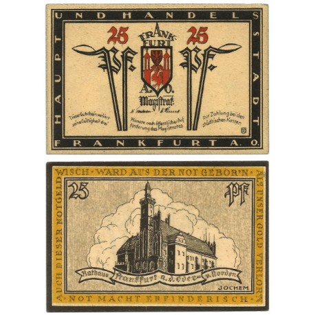 Frankfurt Oder (Brandeburgo). 1922. 25 Pfennig (EBC+)