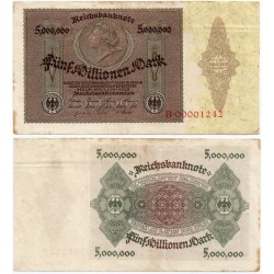 (90) Imperio Alemán (Weimar). 1923. 5000000 Mark (MBC+)