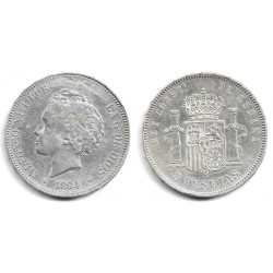 Alfonso XIII. 1894*(18-94). 5 Pesetas (BC+) (Plata) Ceca de Madrid PG-V