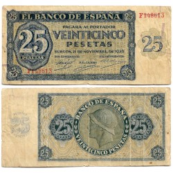 Estado Español. 1936. 25 Pesetas (BC/BC+) Serie F