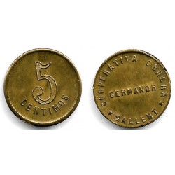 Cooperativa Obrera Germanor. Sallent. 5 Céntimos (MBC+)