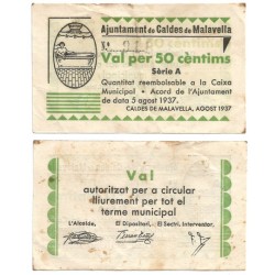Caldes de Malavella. 1937. 50 Céntimos (MBC)