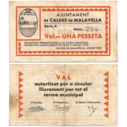 Caldes de Malavella. 1937. 1 Peseta (MBC)