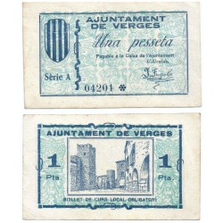 Verges. 1937. 1 Peseta (EBC)