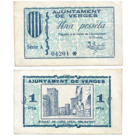 Verges. 1937. 1 Peseta (EBC)