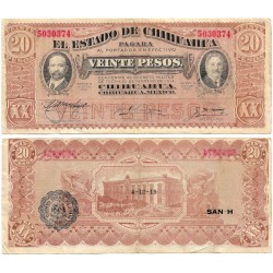(S537b) Estados Unidos Mexicanos (Estado de Chihuahua). 1915. 20 Pesos (MBC)