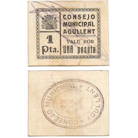 Agullent. 1937. 1 Peseta (SC)