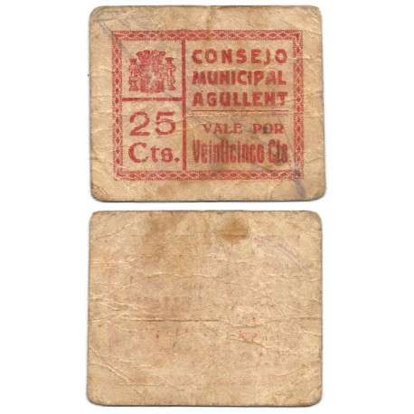 Agullent. 1937. 25 Céntimos (MBC-)