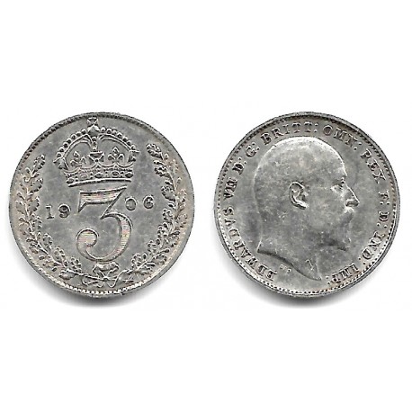 (797.2) Gran Bretaña. 1906. 3 Pence (MBC+) (Plata)