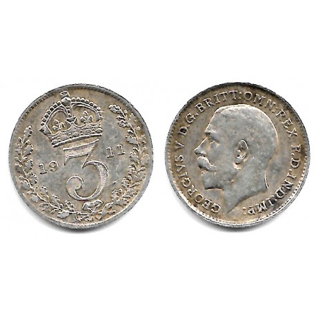 (813a) Gran Bretaña. 1911. 3 Pence (MBC+) (Plata)