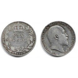 (799) Gran Bretaña. 1908. 6 Pence (BC+) (Plata)