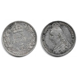 (760) Gran Bretaña. 1889. 6 Pence (MBC/MBC-) (Plata)