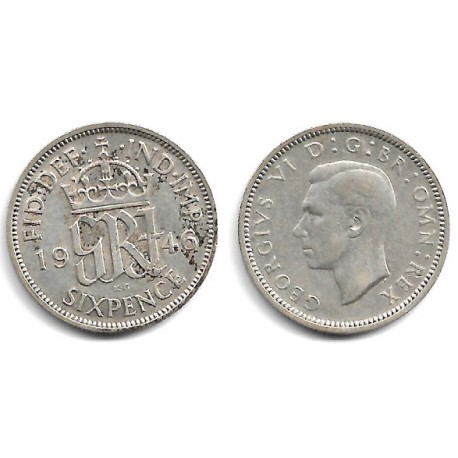 (852) Gran Bretaña. 1946. 6 Pence (BC+) (Plata)