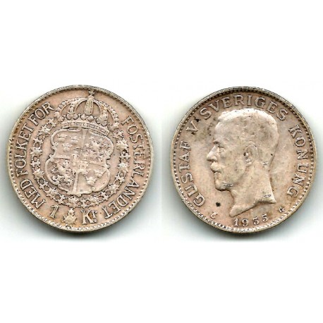 (786.2) Suecia. 1935. 1 Krona (BC+/BC) (Plata)